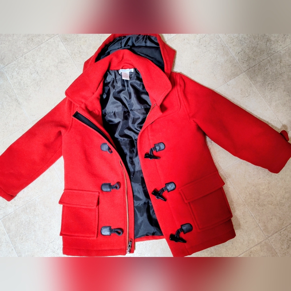 Janie And Jack Red Toggle Coat Sz 4-5 Excellent Condition Red Fun Warm Unisex